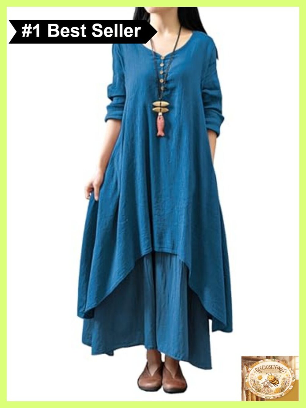 Long Sleeve V-Neck Plus Size Maxi Dress Irregular Hem Flowy